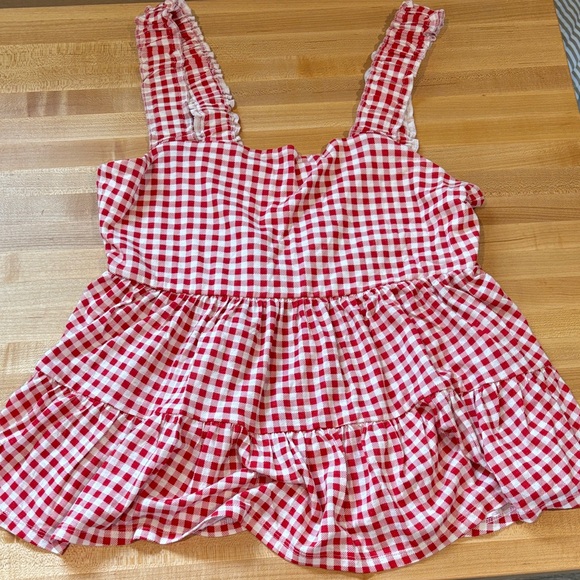 SO Tops - SO Red and White Gingham Top